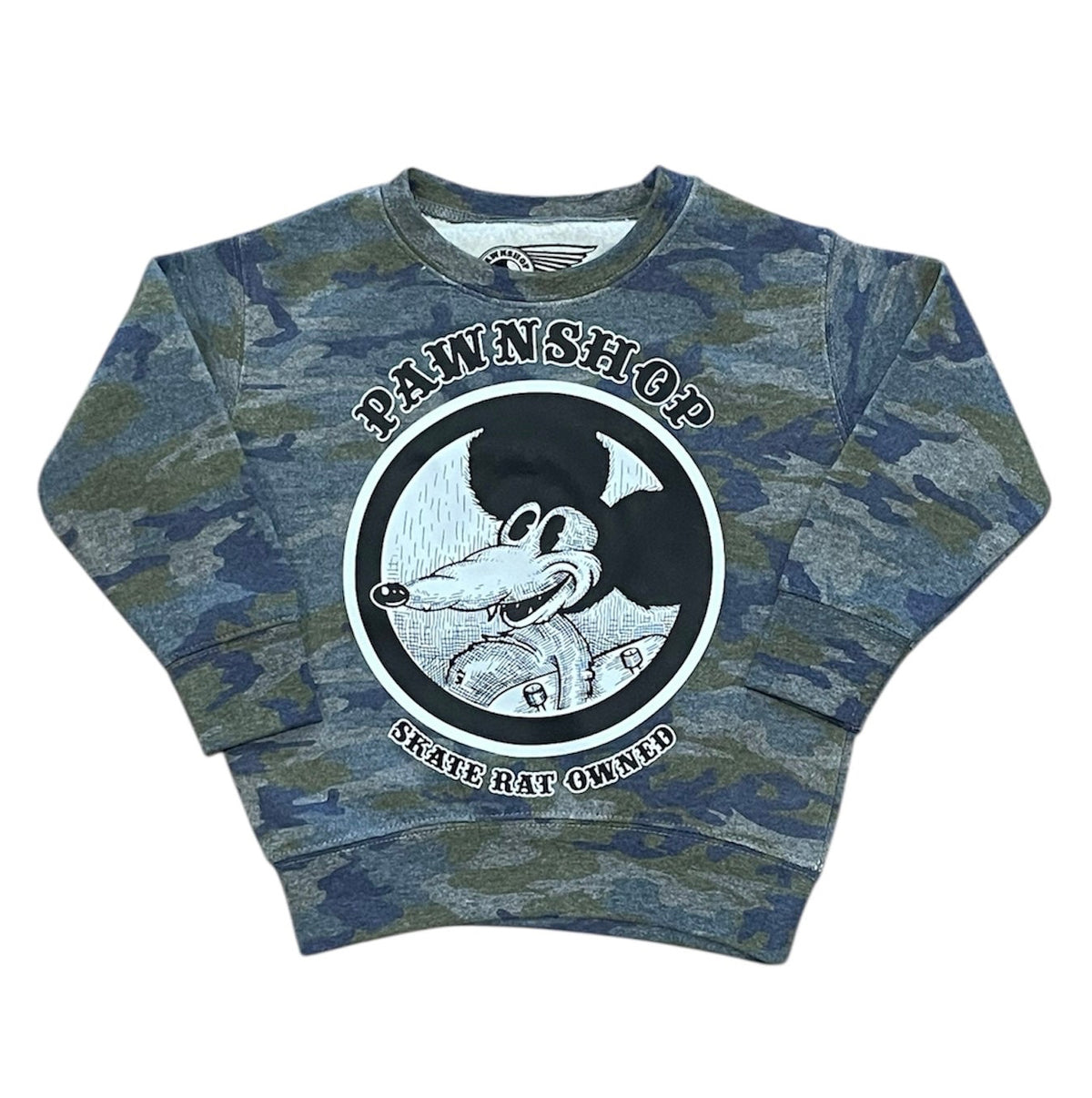 Pawnshop Skate Rat Camo Crewneck (Youth)
