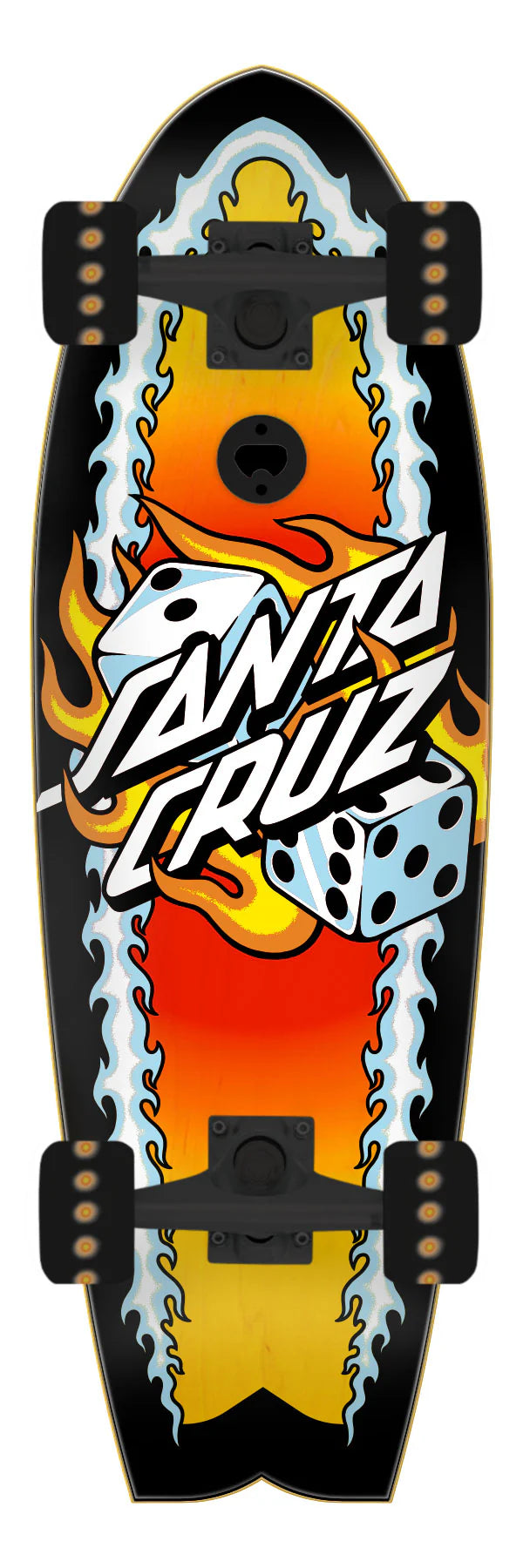Santa Cruz Flaming Dice Dot Shark Cruzer 8.81