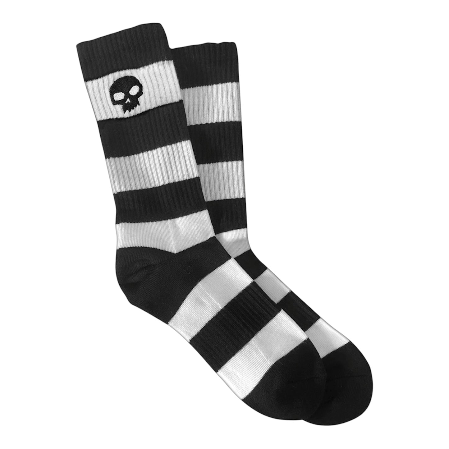 Zero Striped Embroidered Skull Crew Socks