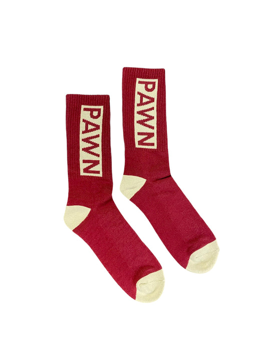 Pawnshop Stamp Pawn Socks (Burgundy/Tan)