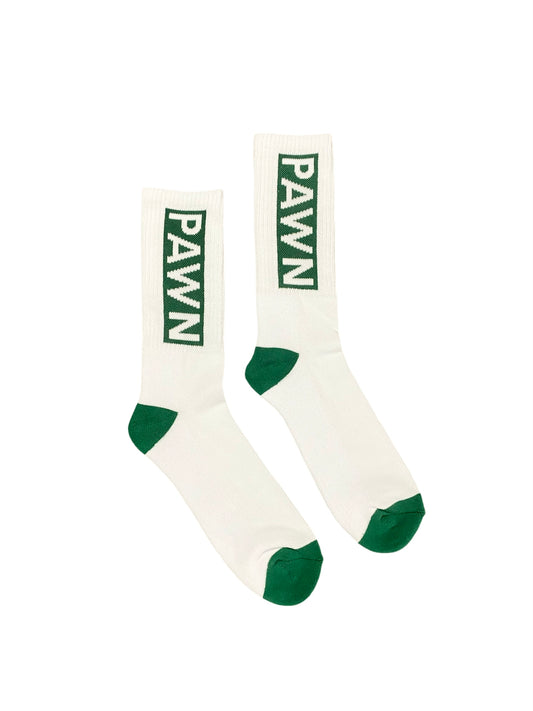 Pawnshop Stamp Pawn Socks (White/Green)