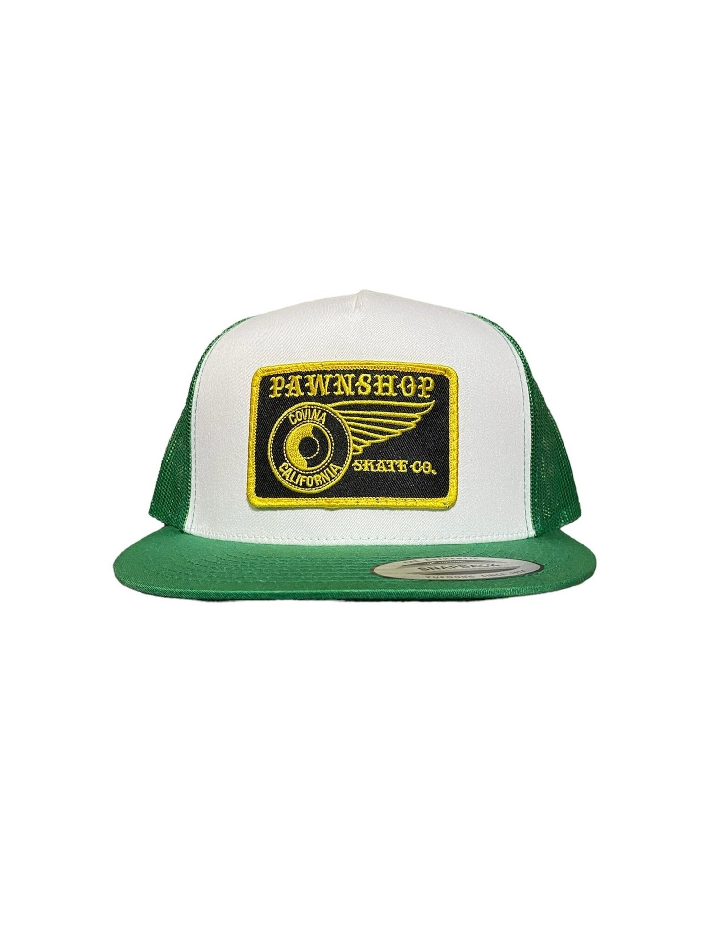 Pawnshop wing and wheel trucker hat green/black/gold