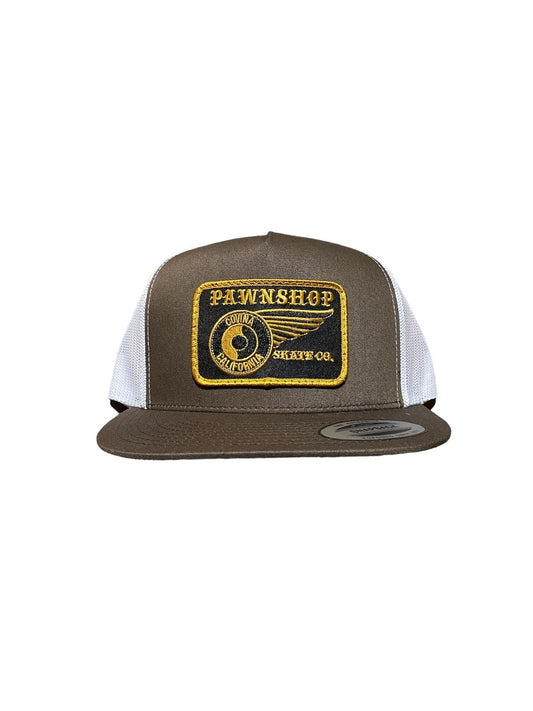 Pawnshop trucker hat wing and wheel brown/black/gold